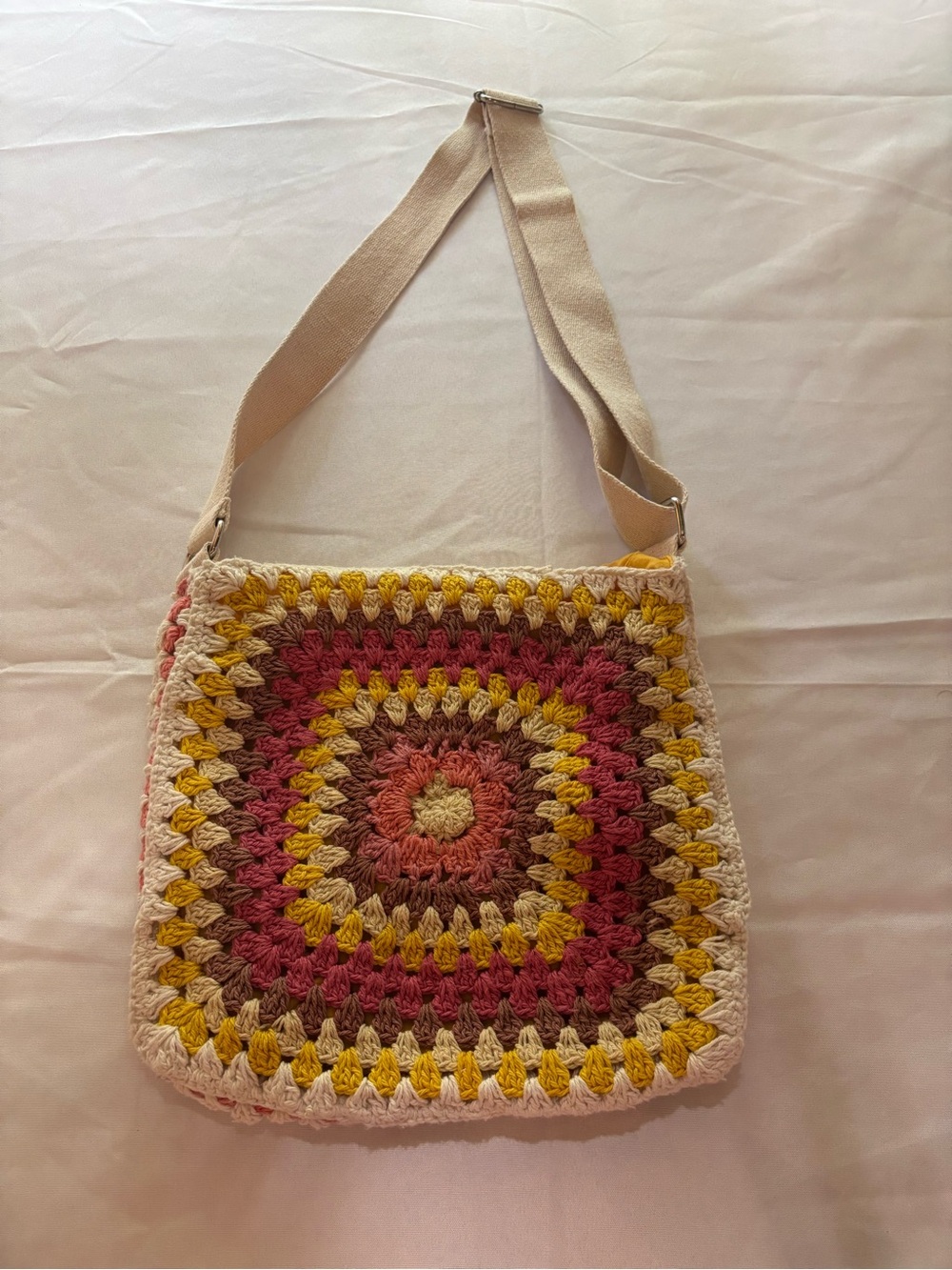 Ganz Midwest Gift Crochet Granny Square Crossbody Bag Boho Multicolor Cotton